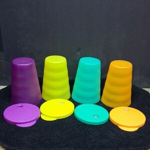 Vintage Tupperware Glasses With Lids, 330ml, Item #3218D-6.